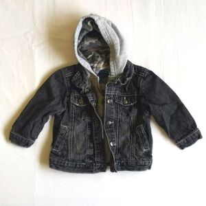 greendog layered look distressed denim jacket with hoodie 18 months baby boy